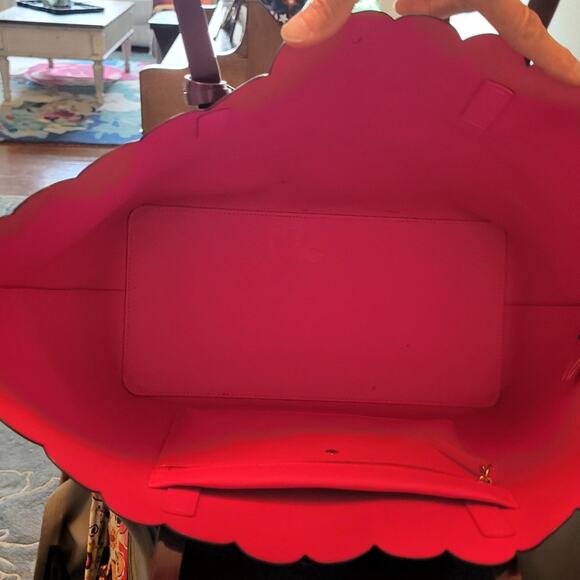 Kate Spade Deep Purple Eggplant Scalloped Tote Large - Picture 4 of 16